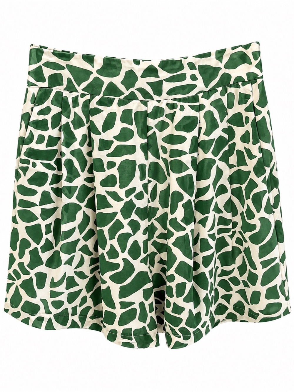 ☀️ Summer Blowout- Dynamite Green and Cream High-Waist Printed Shorts